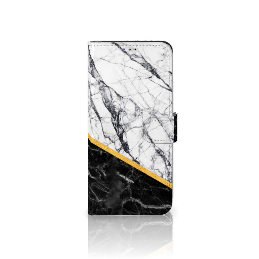Samsung Galaxy A20s Bookcase Marmer Wit Zwart - Origineel Cadeau Man