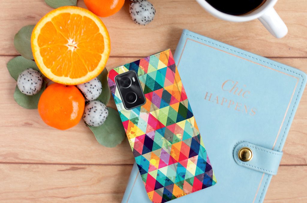OPPO A96 | A76 Hoesje met Magneet Geruit - B2C Telecom