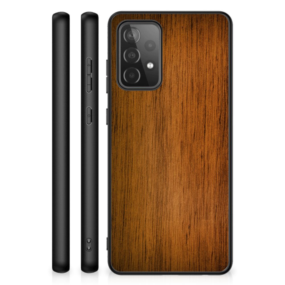 Samsung Galaxy A72 (5G/4G) Houten Print Telefoonhoesje Donker Hout