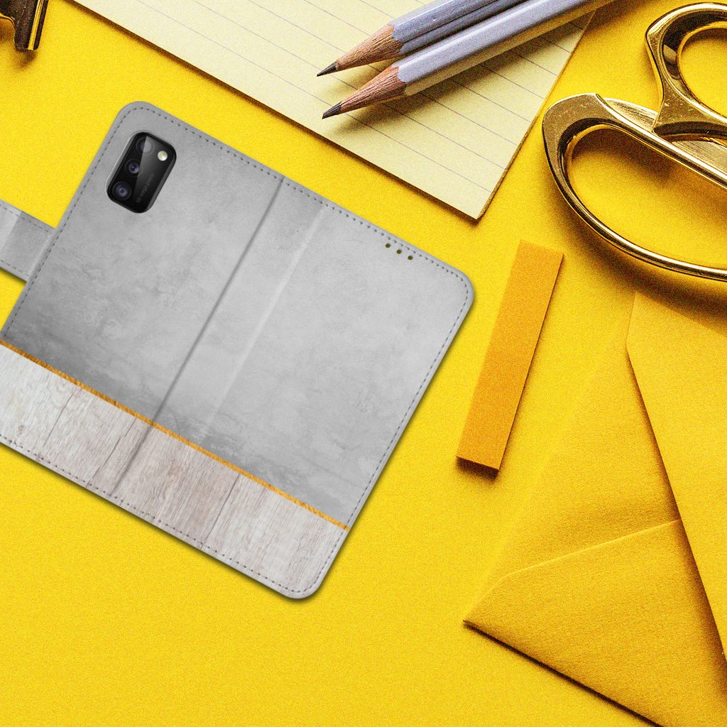 Samsung Galaxy A41 Book Style Case Wood Concrete
