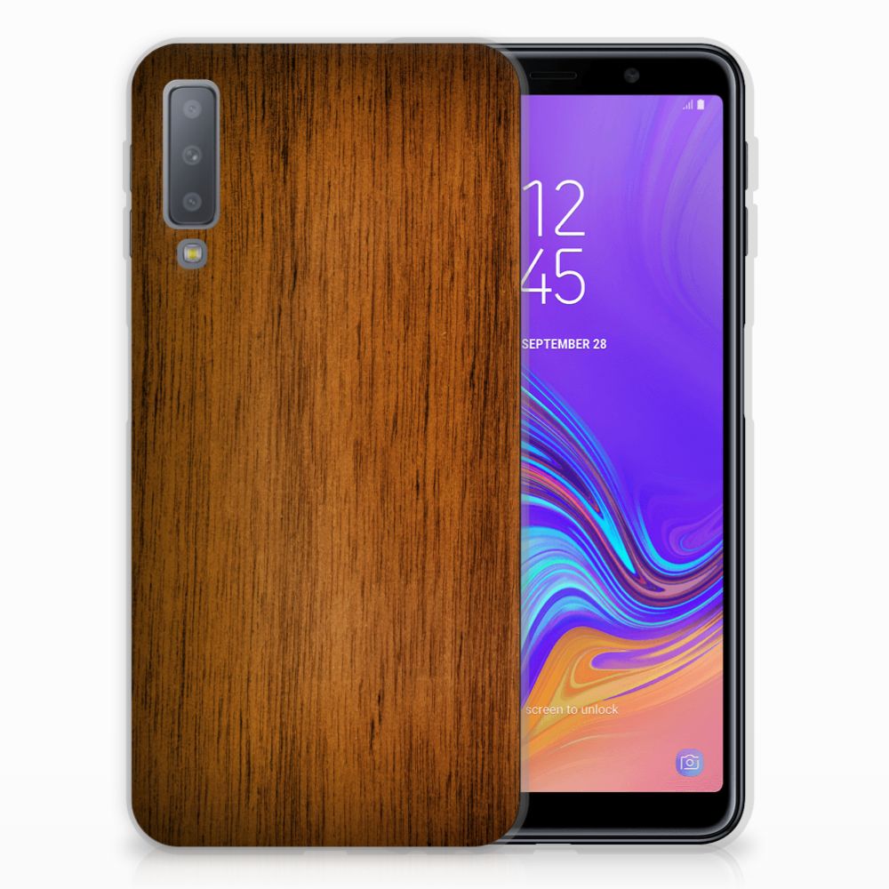 Samsung Galaxy A7 (2018) Bumper Hoesje Donker Hout