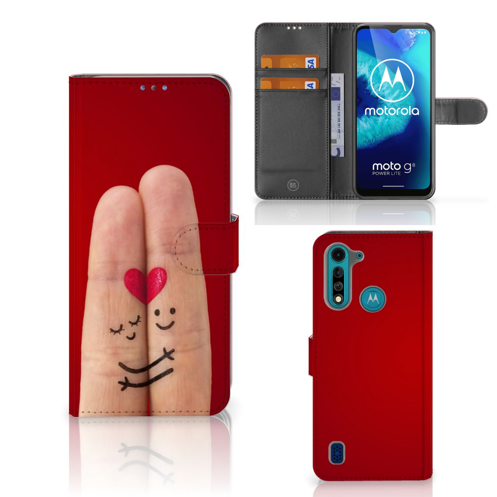 Motorola G8 Power Lite Wallet Case met Pasjes Liefde - Origineel Romantisch Cadeau