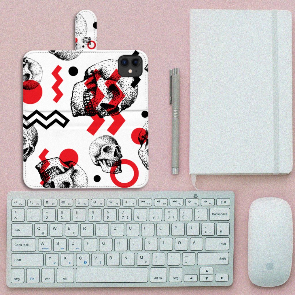 Telefoonhoesje met Naam Apple iPhone 11 Skull Red