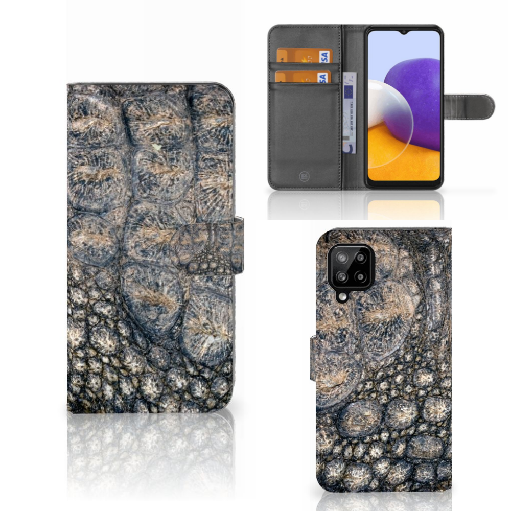 Samsung Galaxy A22 4G | M22 Telefoonhoesje met Pasjes Krokodillenprint