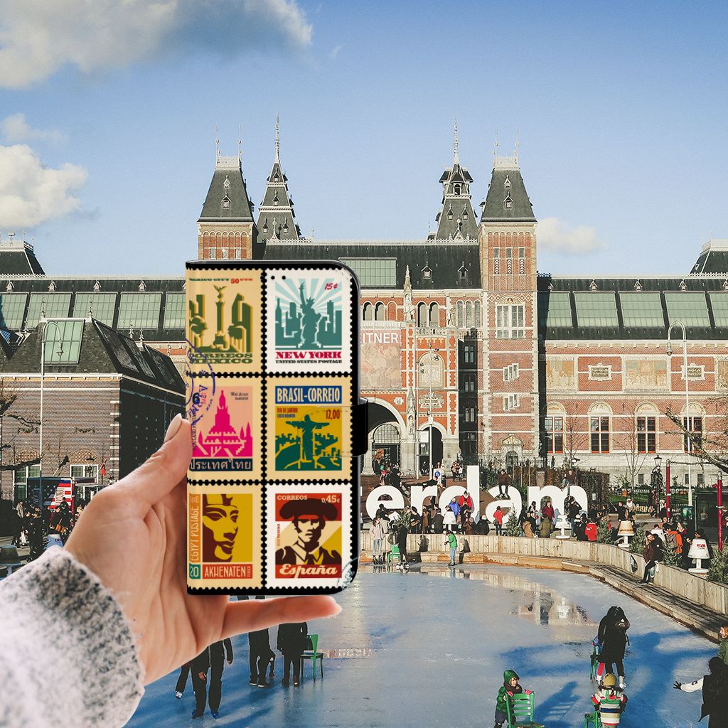 iPhone 13 Pro Max Flip Cover Postzegels met afbeeldingen van wereldse postzegels voor enthousiastelingen 📮