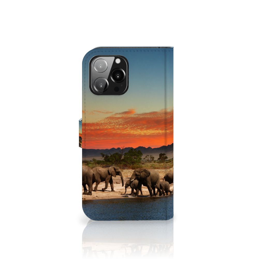 iPhone 13 Pro Max Telefoonhoesje met Pasjes Olifanten