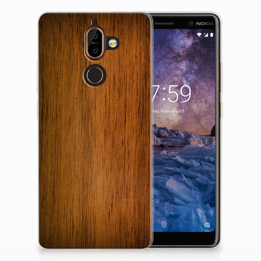 Nokia 7 Plus Bumper Hoesje Donker Hout