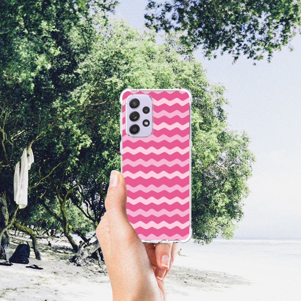Samsung Galaxy A33 Doorzichtige Silicone Hoesje Waves Pink B2C Telecom