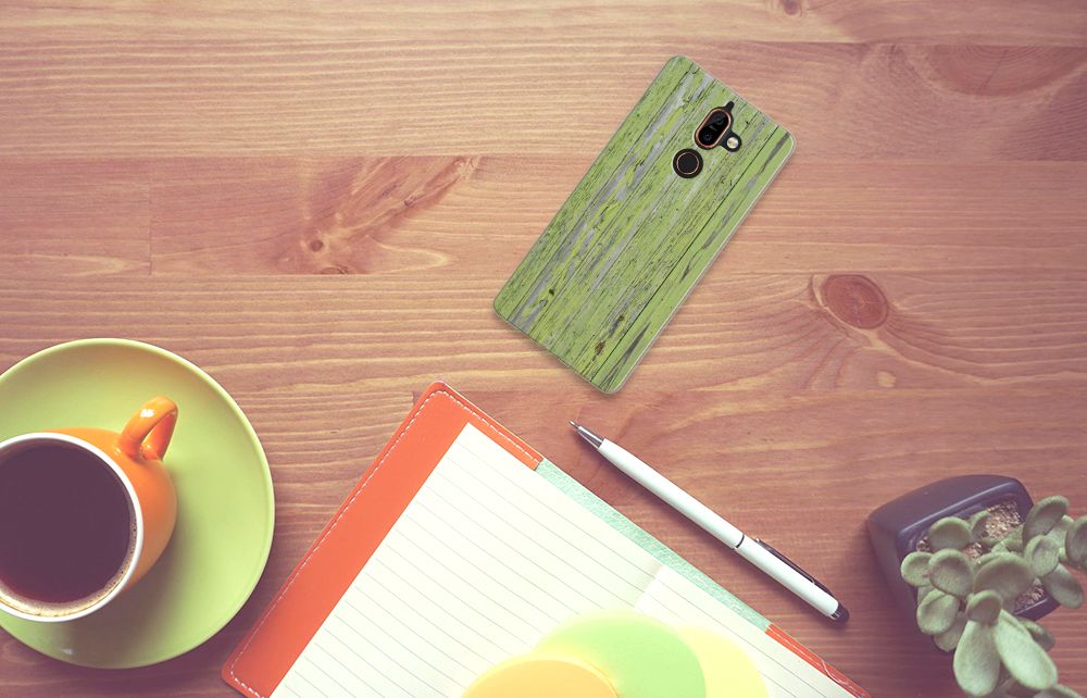 Nokia 7 Plus Bumper Hoesje Green Wood