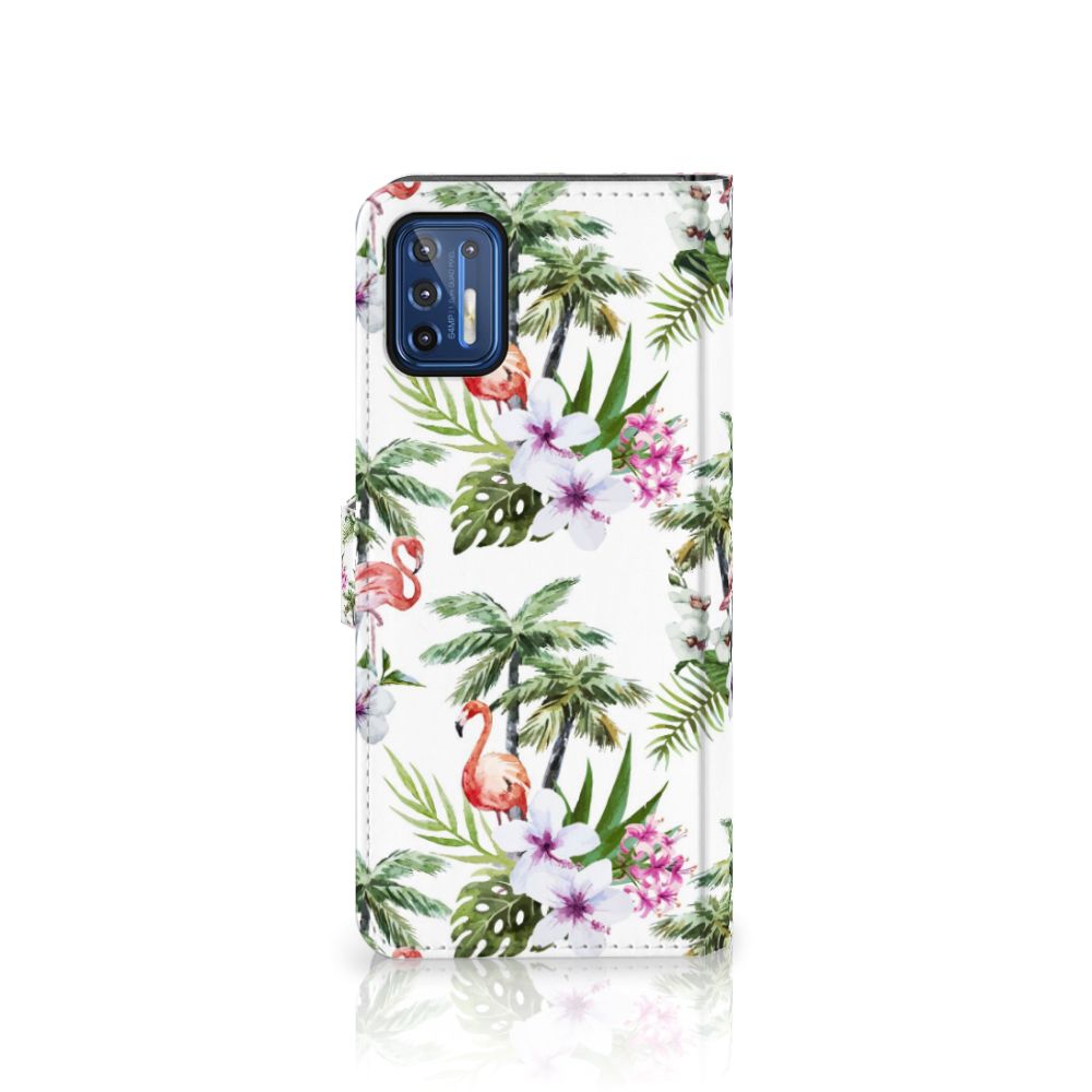 Motorola Moto G9 Plus Telefoonhoesje met Pasjes Flamingo Palms