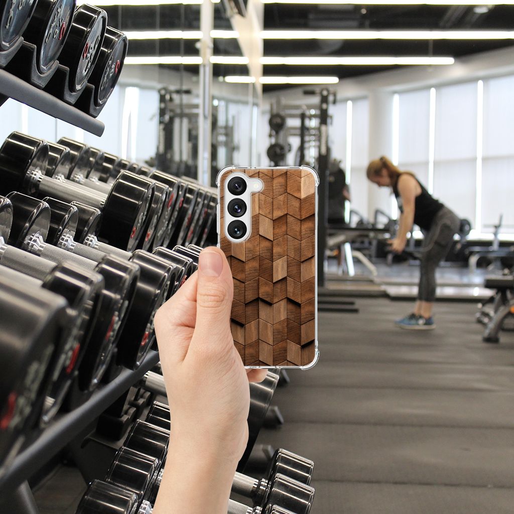 Stevig Telefoonhoesje voor Samsung Galaxy S23 Wooden Cubes B2C Telecom