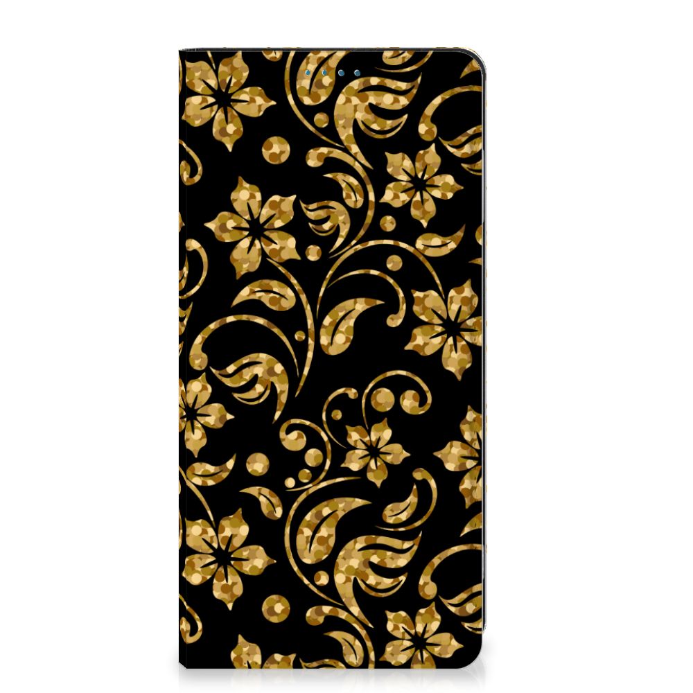 Motorola Moto G53 Smart Cover Gouden Bloemen