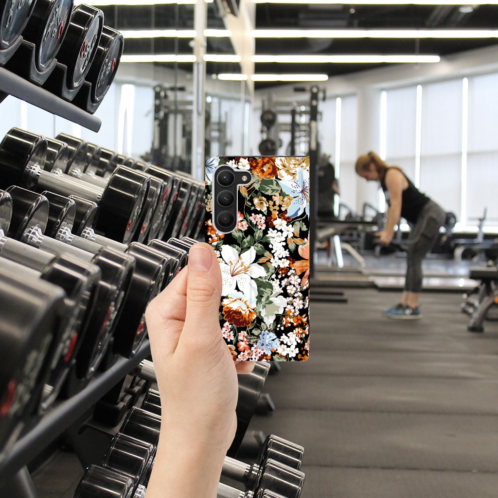 Smart Cover voor Samsung Galaxy S23 Dark Flowers - B2C Telecom