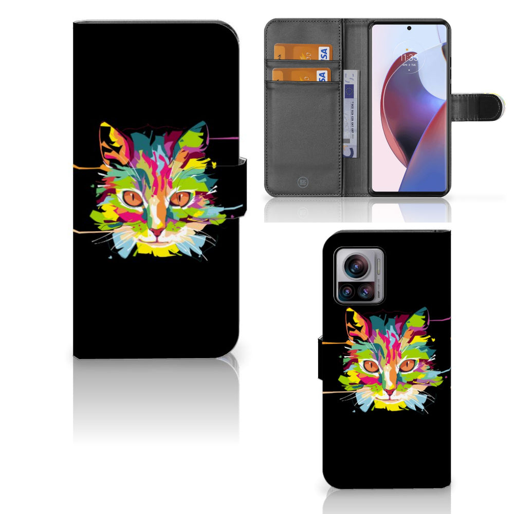 Motorola Edge 30 Ultra Leuk Hoesje Cat Color