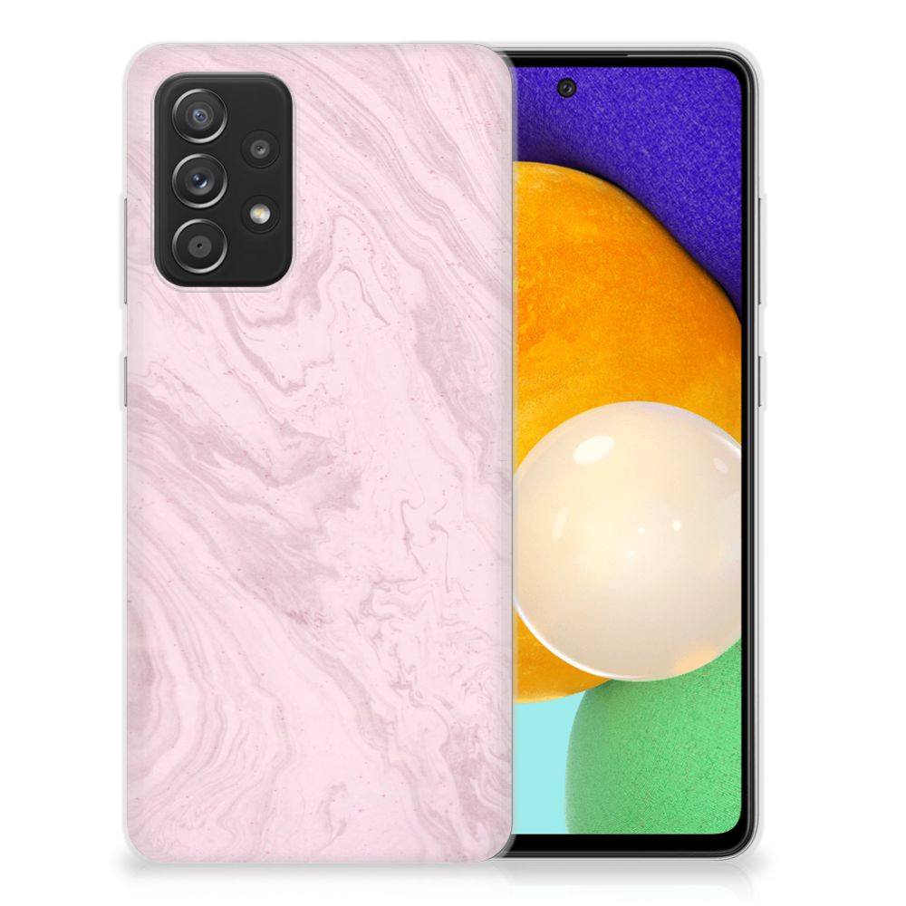 Samsung Galaxy A52 (5G/4G) TPU Siliconen Hoesje Marble Pink - Origineel Cadeau Vriendin