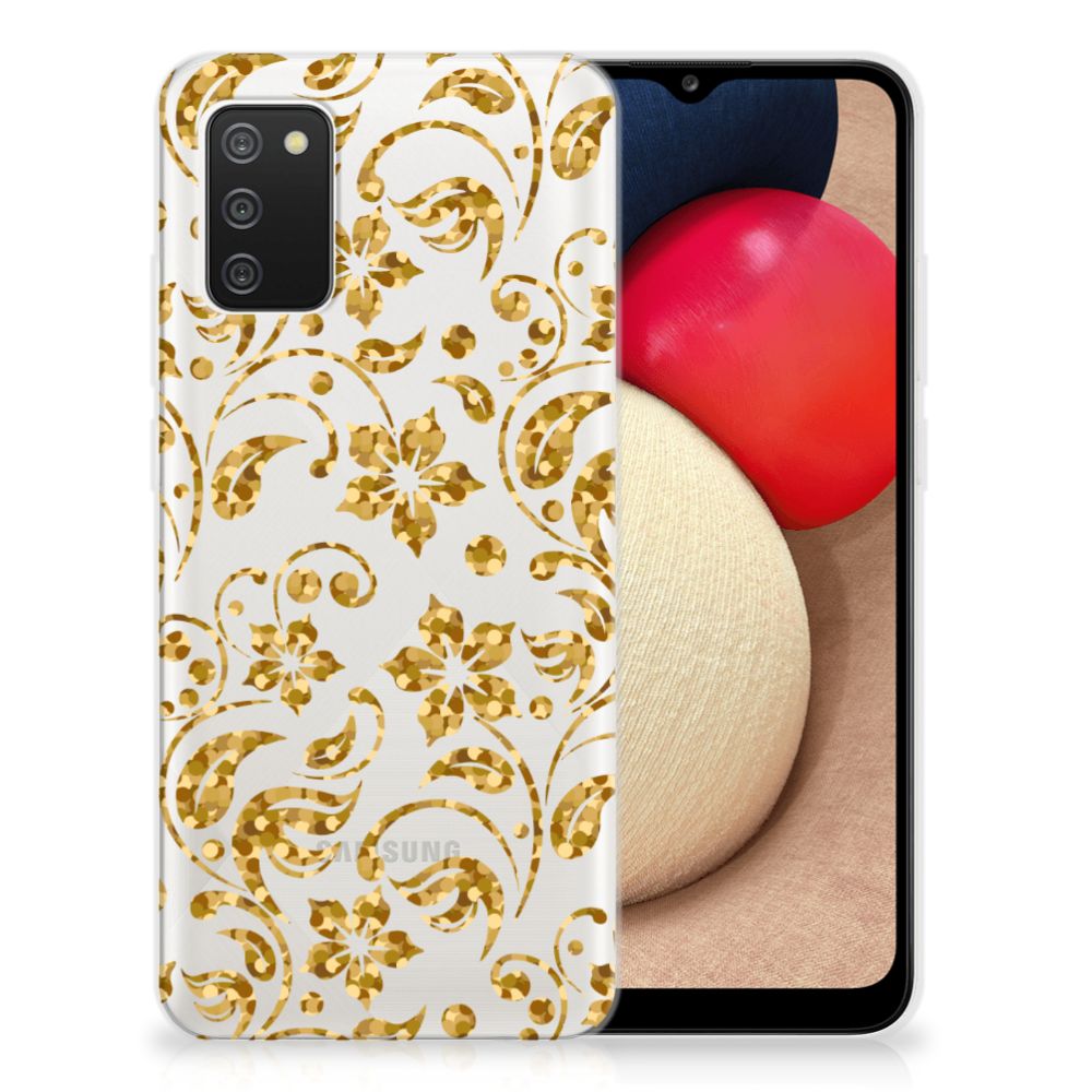 Samsung Galaxy A02s TPU Case Gouden Bloemen B2C Telecom