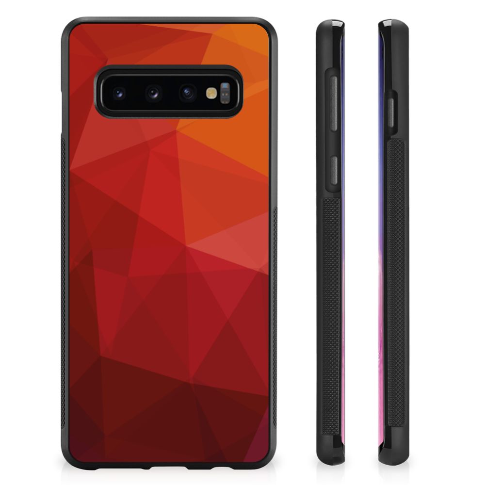 Grip Case voor Samsung Galaxy S10+ Polygon Red