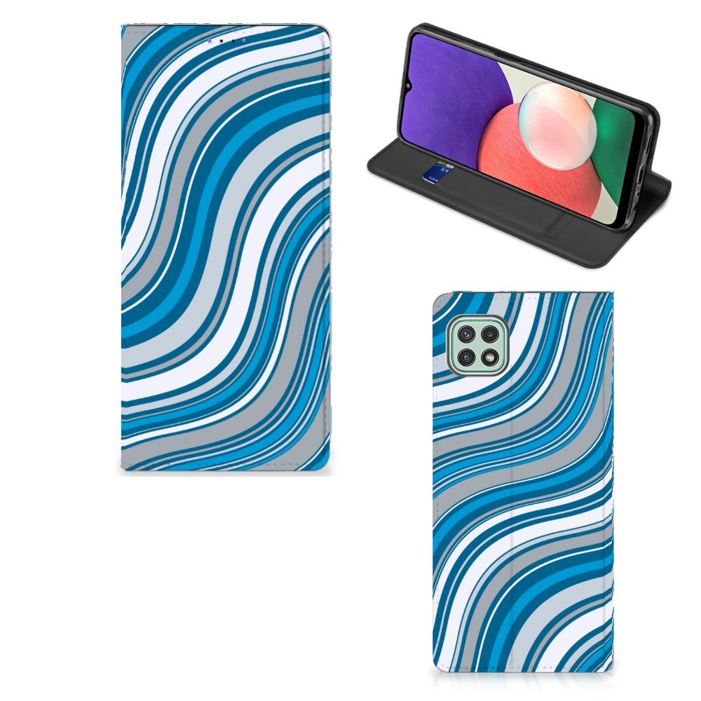 Samsung Galaxy A22 5G Hoesje met Magneet Waves Blue - B2C Telecom
