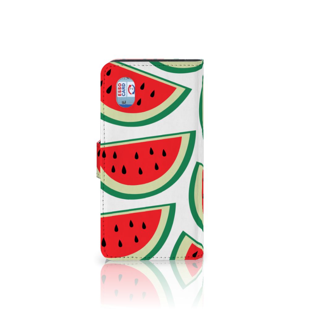 Watermeloenen Hoesje Alcatel 1B 2020 Met 3 Pasjes Kunstleer TPU Rood Groen Wit Beschermend | Book Case