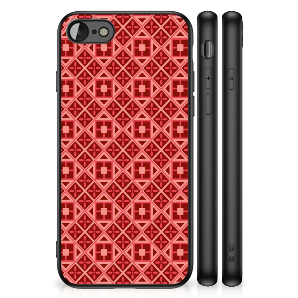 iPhone SE 2022 | SE 2020 | 7/8 Back Case Batik Rood met opvallend rood patroon en slank design.