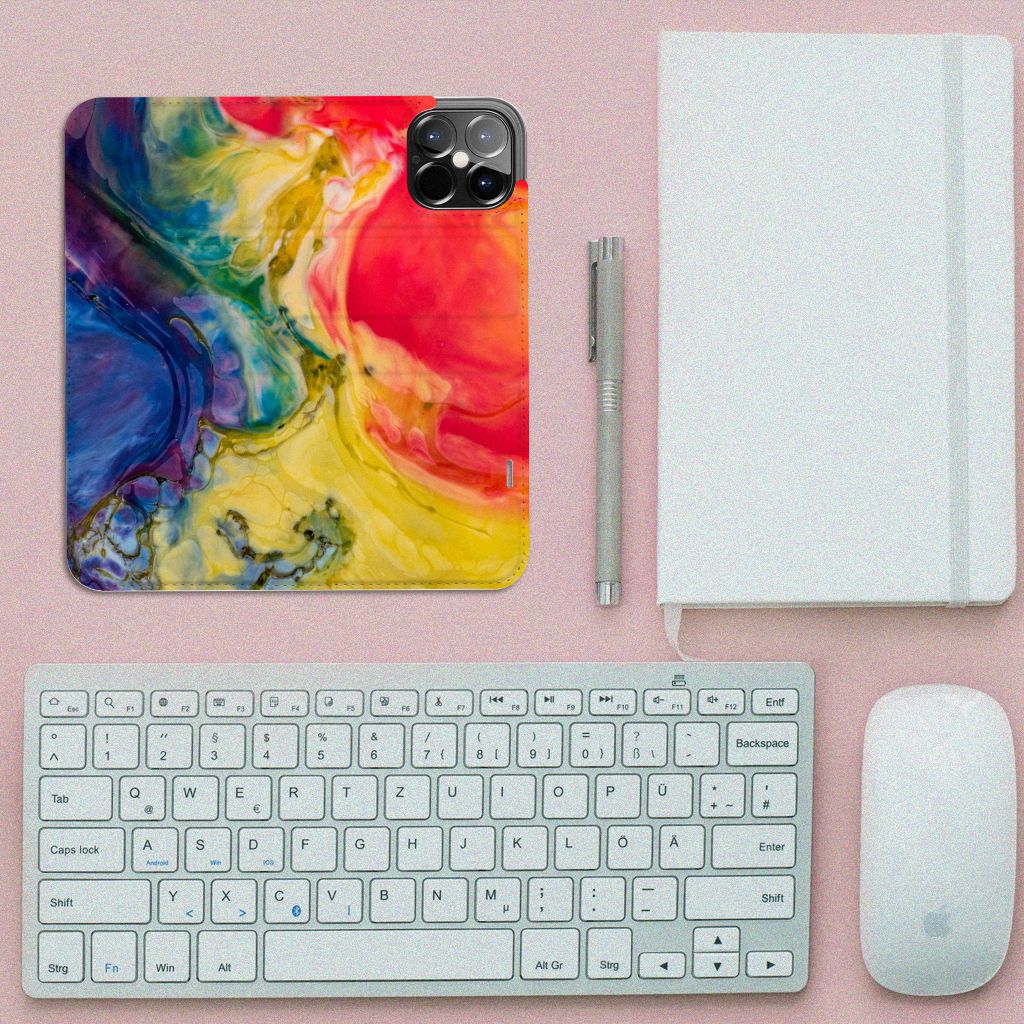 Bookcase iPhone 12 Pro Max Watercolor Dark - B2C Telecom
