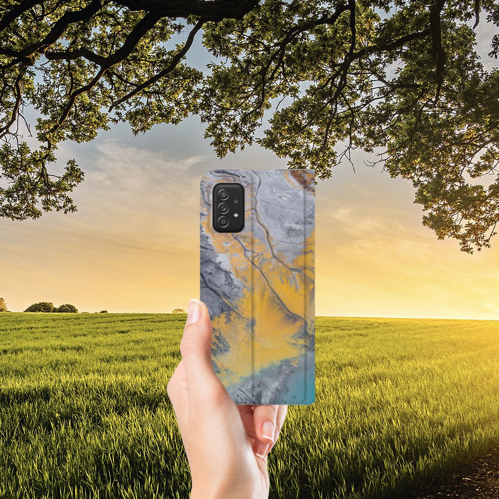 Samsung Galaxy A03s Standcase Marble Blue Gold - B2C Telecom