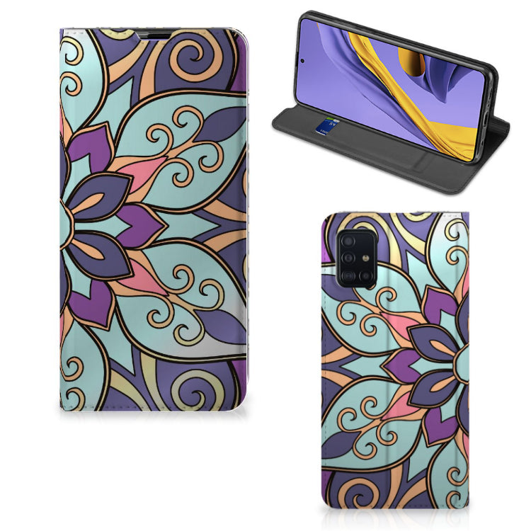 Samsung Galaxy A51 Smart Cover Purple Flower