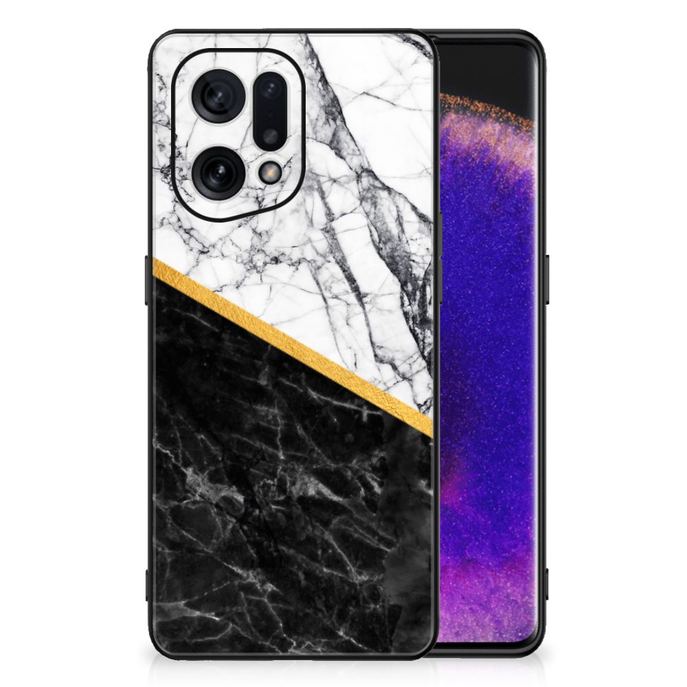 OPPO Find X5 Marmeren Print Telefoonhoesje Marmer Wit Zwart - Origineel Cadeau Man
