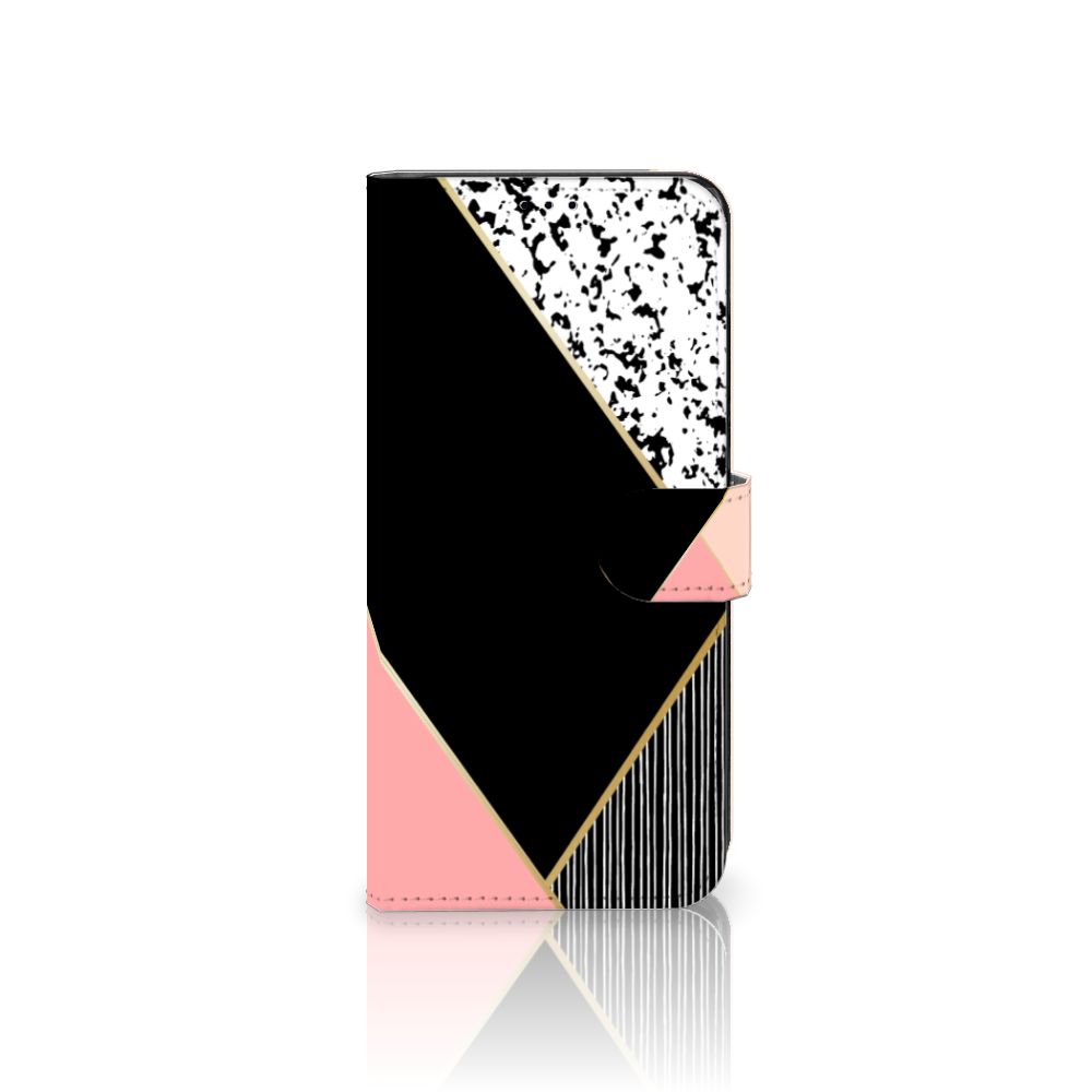 Motorola Edge 30 Pro Book Case Zwart Roze Vormen