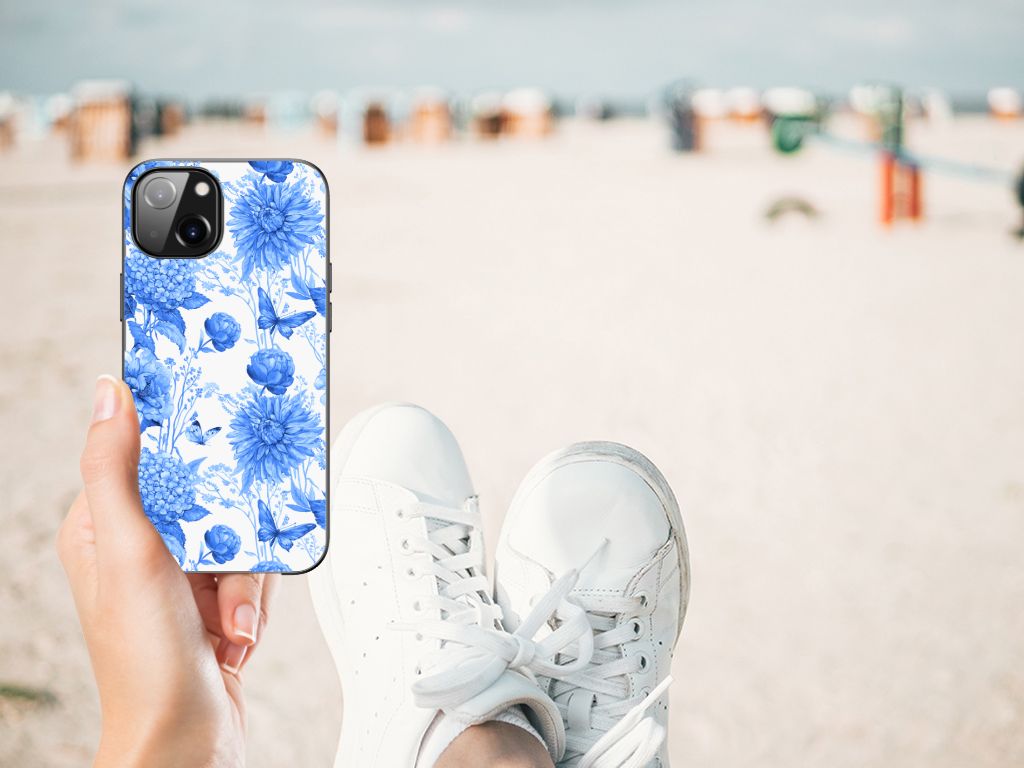 Bloemen Hoesje voor Apple iPhone 13 Flowers Blue B2C Telecom