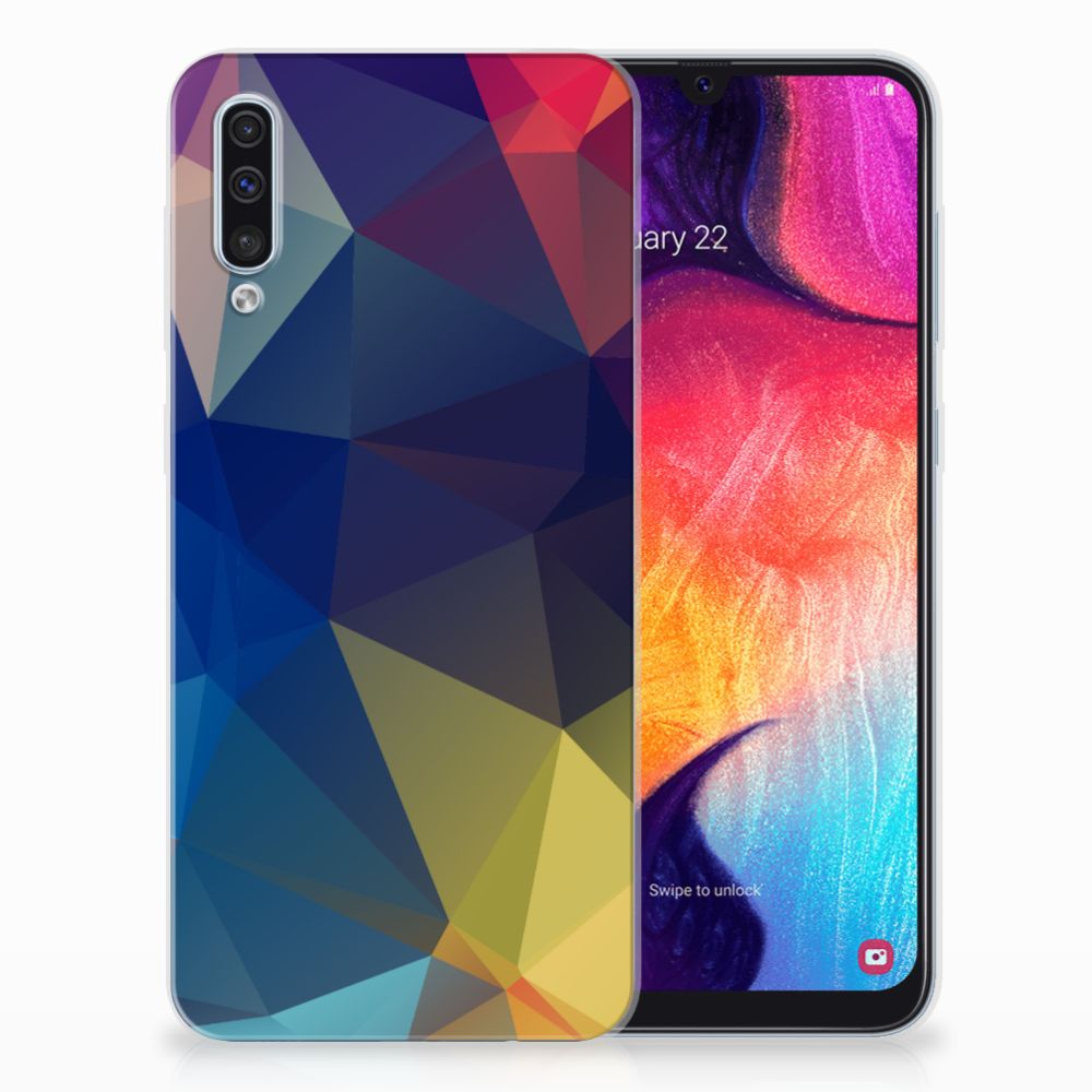 Samsung Galaxy A50 TPU Hoesje Polygon Dark