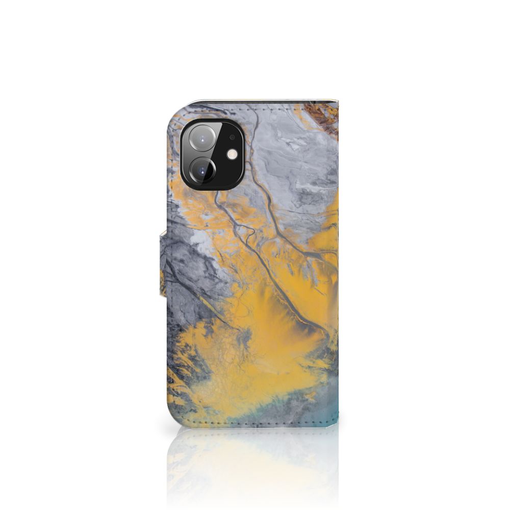 Apple iPhone 12 Mini Bookcase Marble Blue Gold