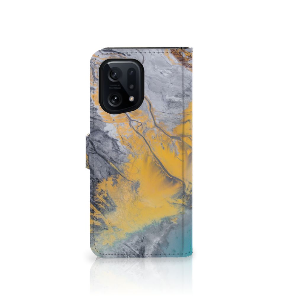 OPPO Find X5 Bookcase Marble Blue Gold