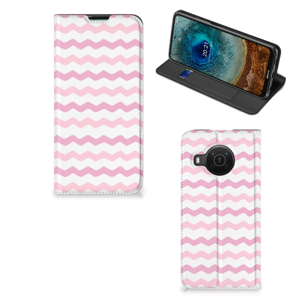 Nokia X20 | X10 Hoesje met Magneet Waves Roze