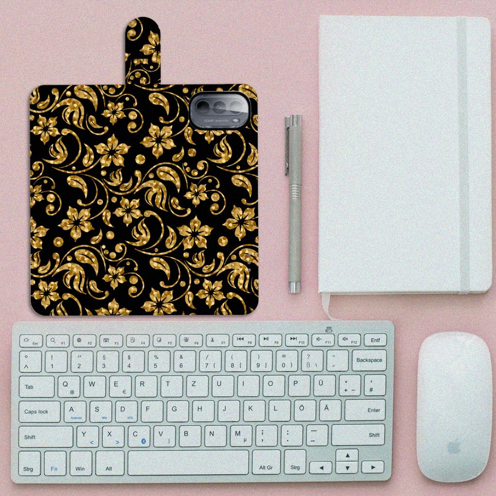 Motorola Moto G31 | G41 Hoesje Gouden Bloemen