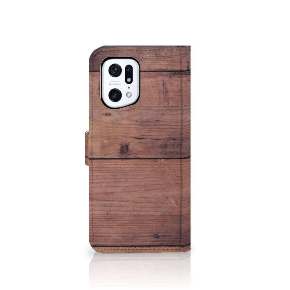 OPPO Find X5 Pro Book Style Case Old Wood