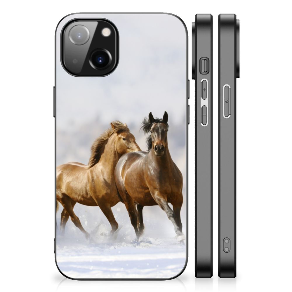 Apple iPhone 13/14 Dierenprint Telefoonhoesje Paarden
