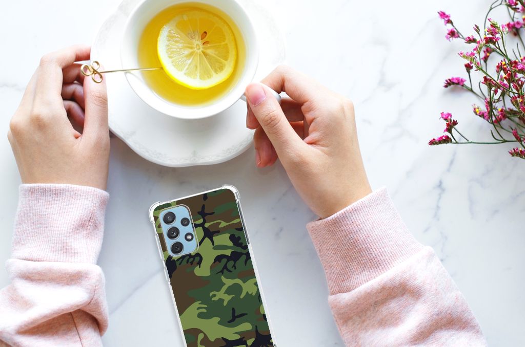 Samsung Galaxy A73 Doorzichtige Silicone Hoesje Army Dark B2C Telecom