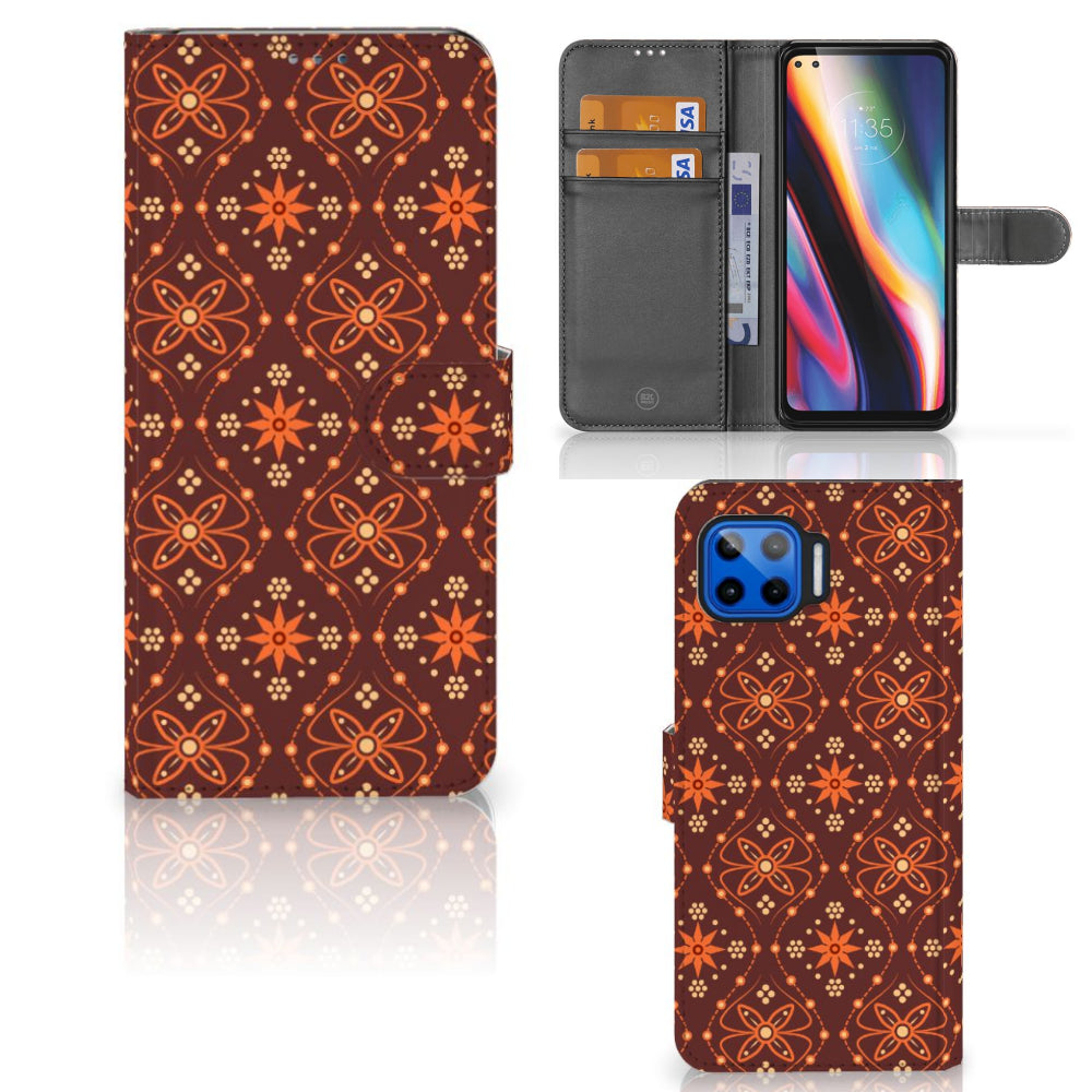 Motorola Moto G 5G Plus Telefoon Hoesje Batik Brown