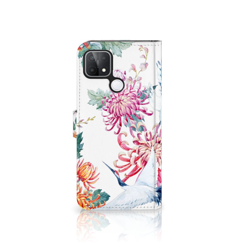 OPPO A15 Telefoonhoesje met Pasjes Bird Flowers