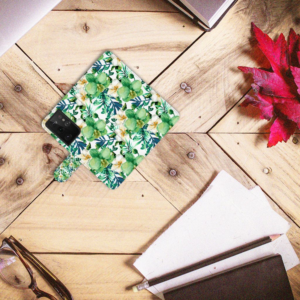 Samsung Galaxy S21 Ultra Hoesje Orchidee Groen