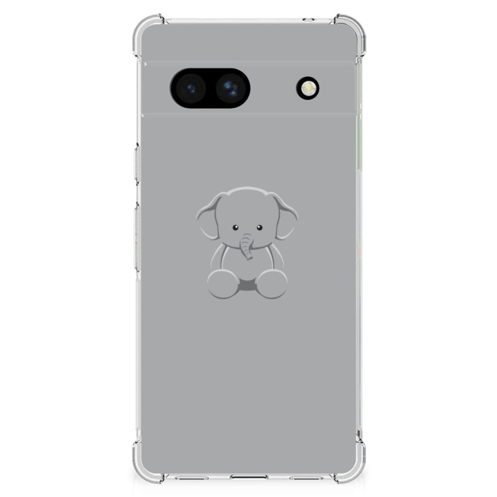 Google Pixel 7A Stevig Bumper Hoesje Grijs Baby Olifant