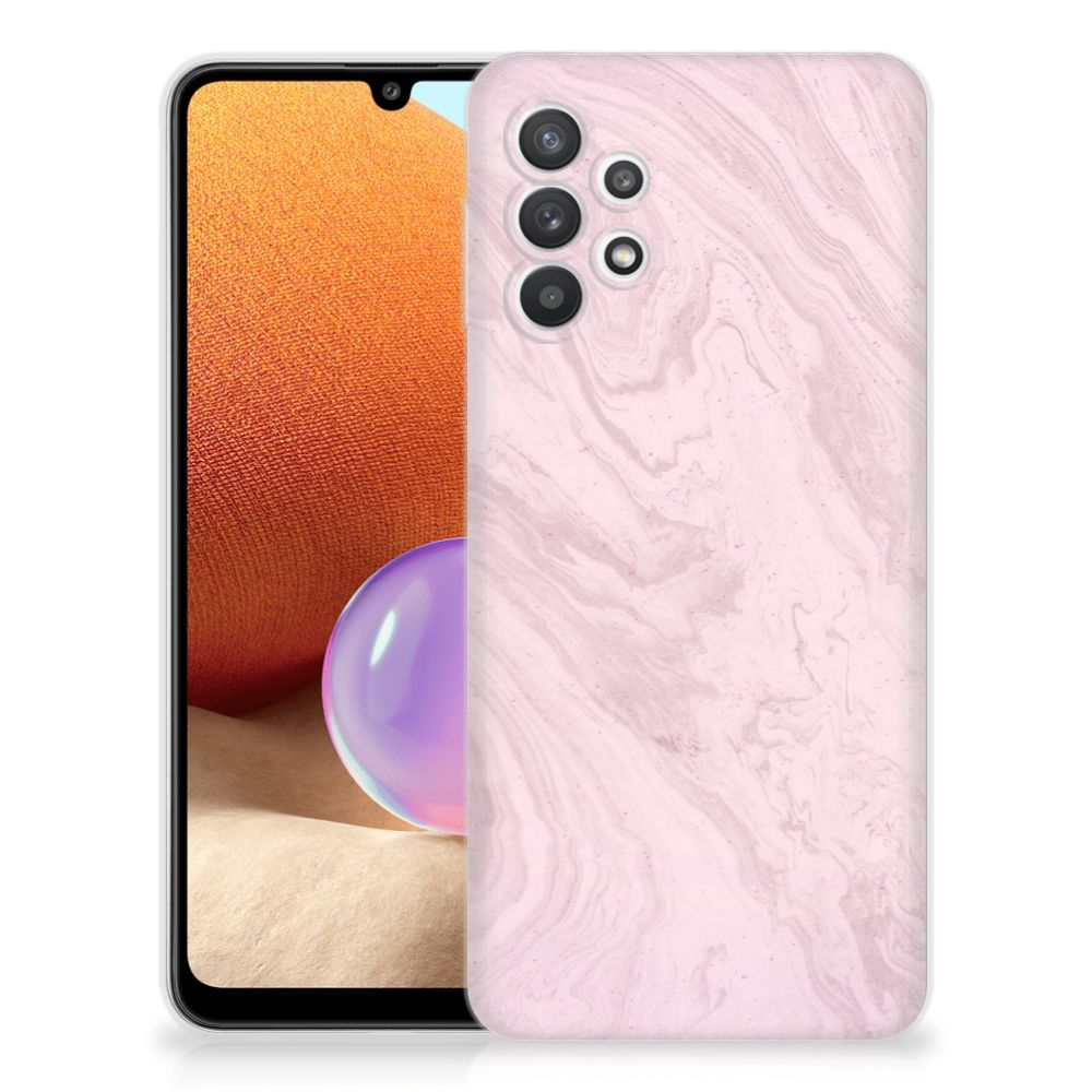 Samsung Galaxy A32 4G | A32 5G Enterprise Editie TPU Siliconen Hoesje Marble Pink - Origineel Cadeau Vriendin