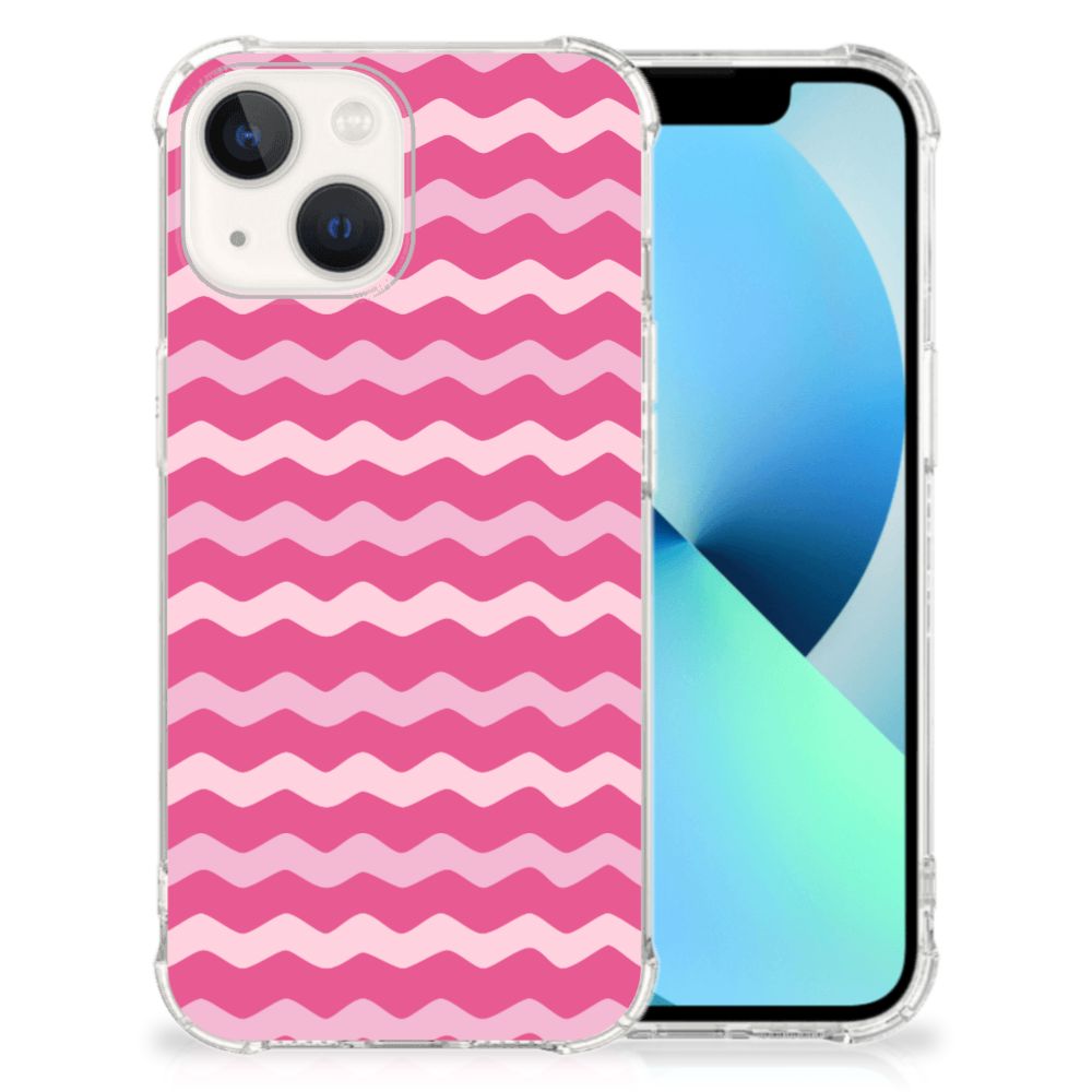 iPhone 13 Doorzichtige Silicone Hoesje Waves Pink B2C Telecom