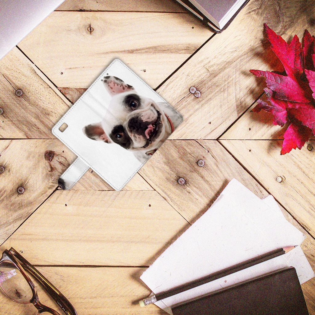 Huawei Ascend P8 Lite Telefoonhoesje met Pasjes Franse Bulldog
