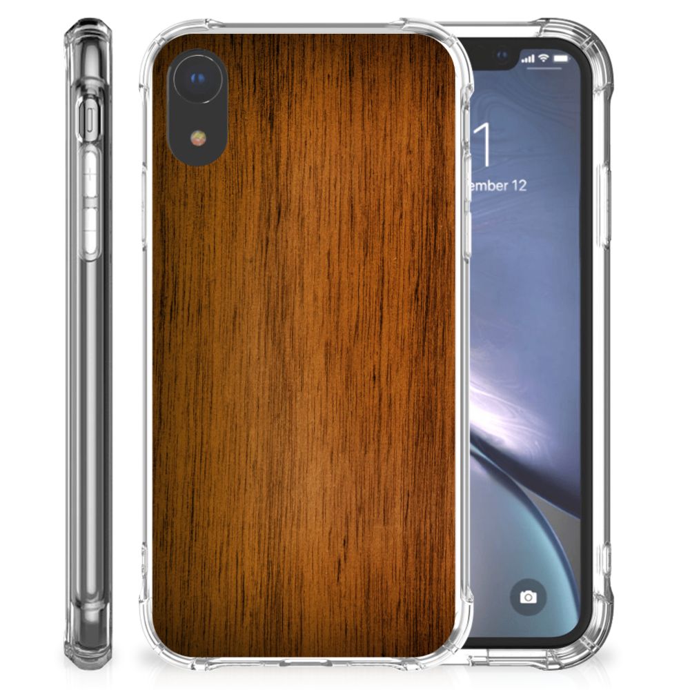 Apple iPhone Xr Stevig Telefoonhoesje Donker Hout