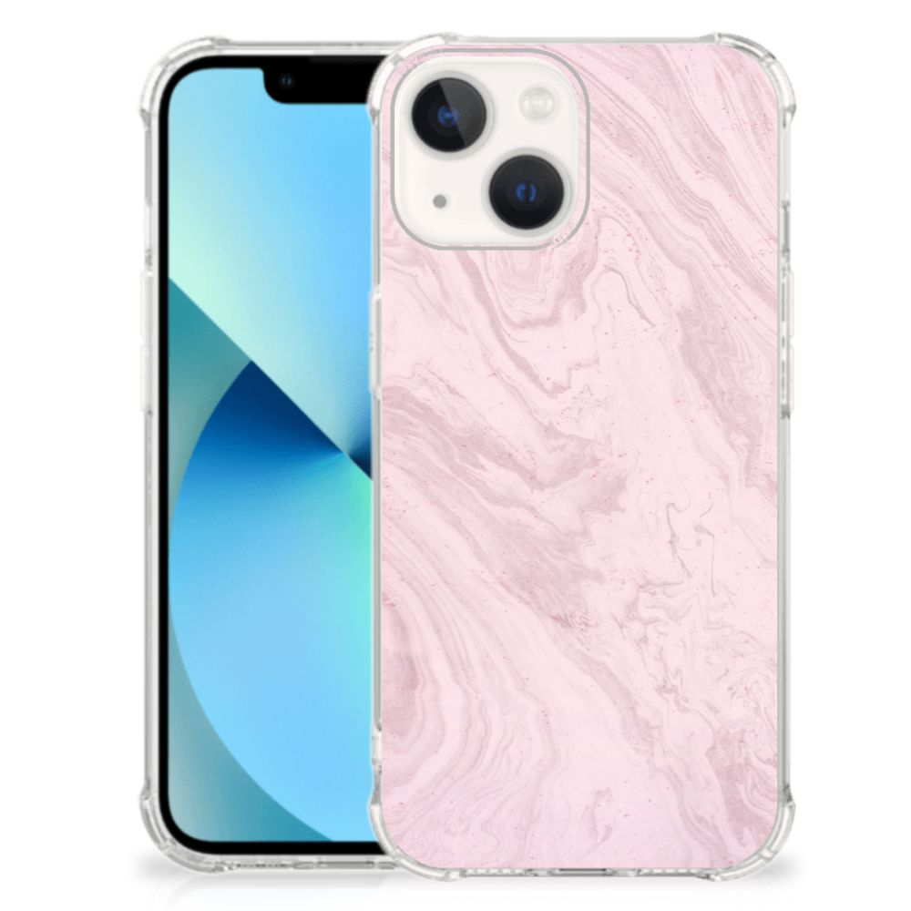 iPhone 13 mini Anti-Shock Hoesje Marble Pink - Origineel Cadeau Vriendin - B2C Telecom