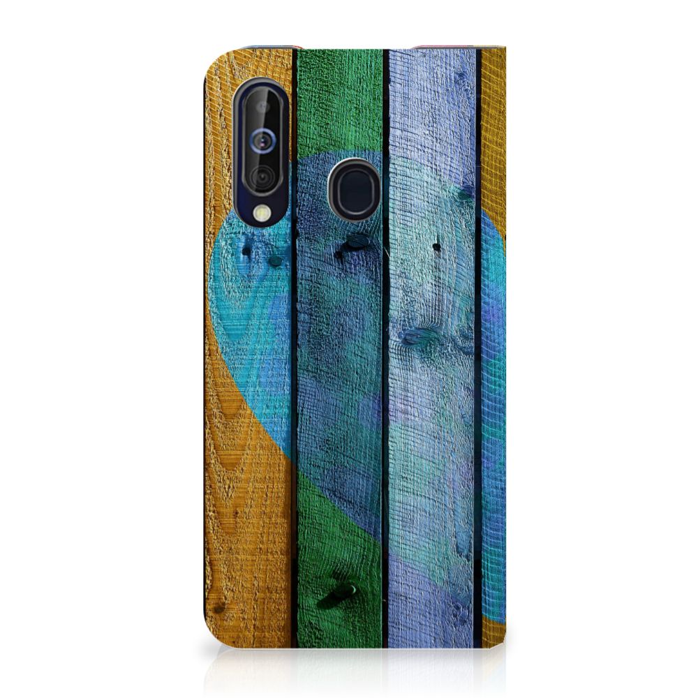 Samsung Galaxy A60 Book Wallet Case Wood Heart - Cadeau voor je Vriend