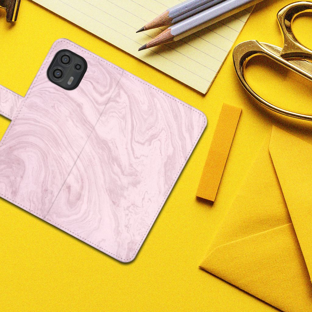 Motorola Edge 20 Lite Bookcase Marble Pink - Origineel Cadeau Vriendin