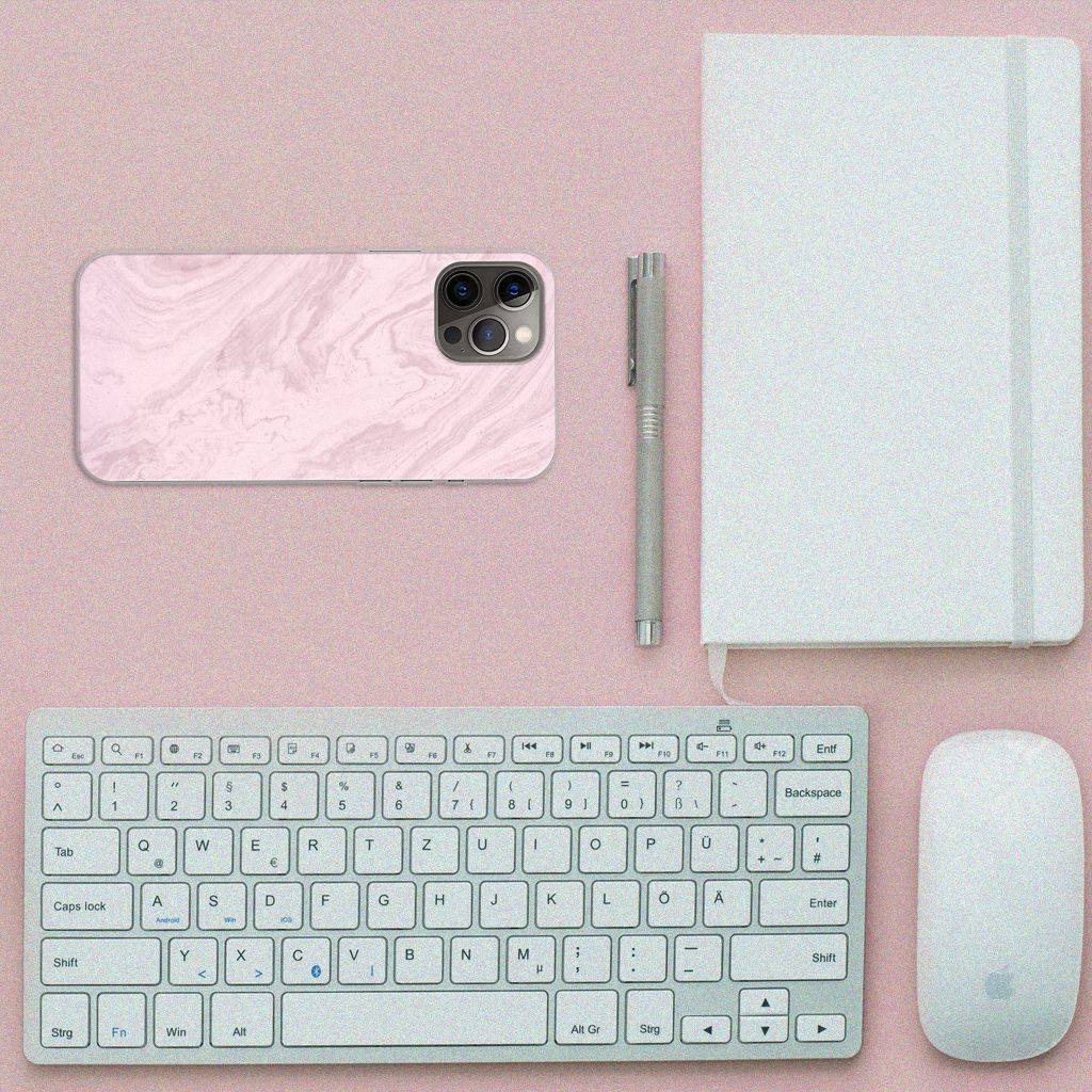 iPhone 12 Pro Max TPU Siliconen Hoesje Marble Pink B2C Telecom